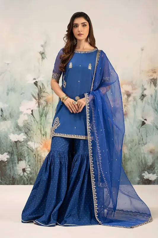 Maria B Formal Wears Blue Organza – view 1 – Poshaq