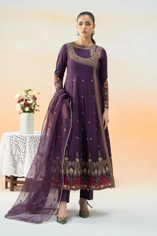 Maria B Formal Wears Purple Organza – view 1 – Poshaq