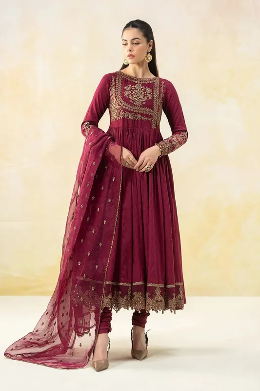 Maria B Formal Wears Magenta Jacquard – view 1 – Poshaq