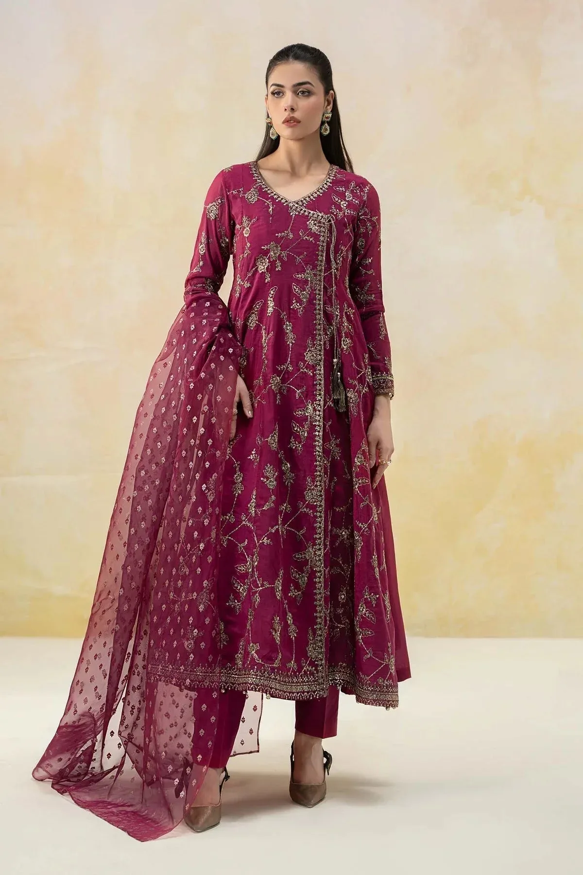 Maria B Formal Wears Magenta Cotton Silk – view 1 – Poshaq