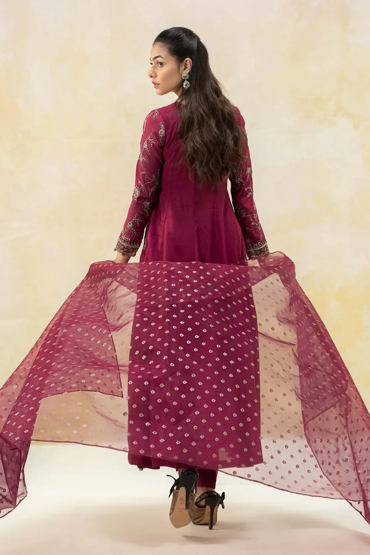Maria B Formal Wears Magenta Cotton Silk – view 2 – Poshaq