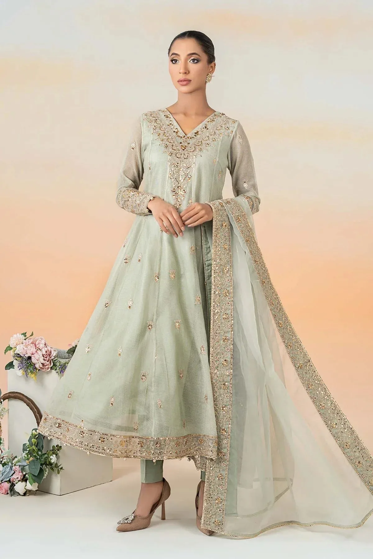 Maria B Formal Wears Green Organza – view 1 – Poshaq