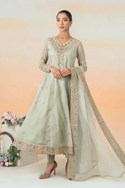 Maria B Formal Wears Green Organza – view 1 – Poshaq