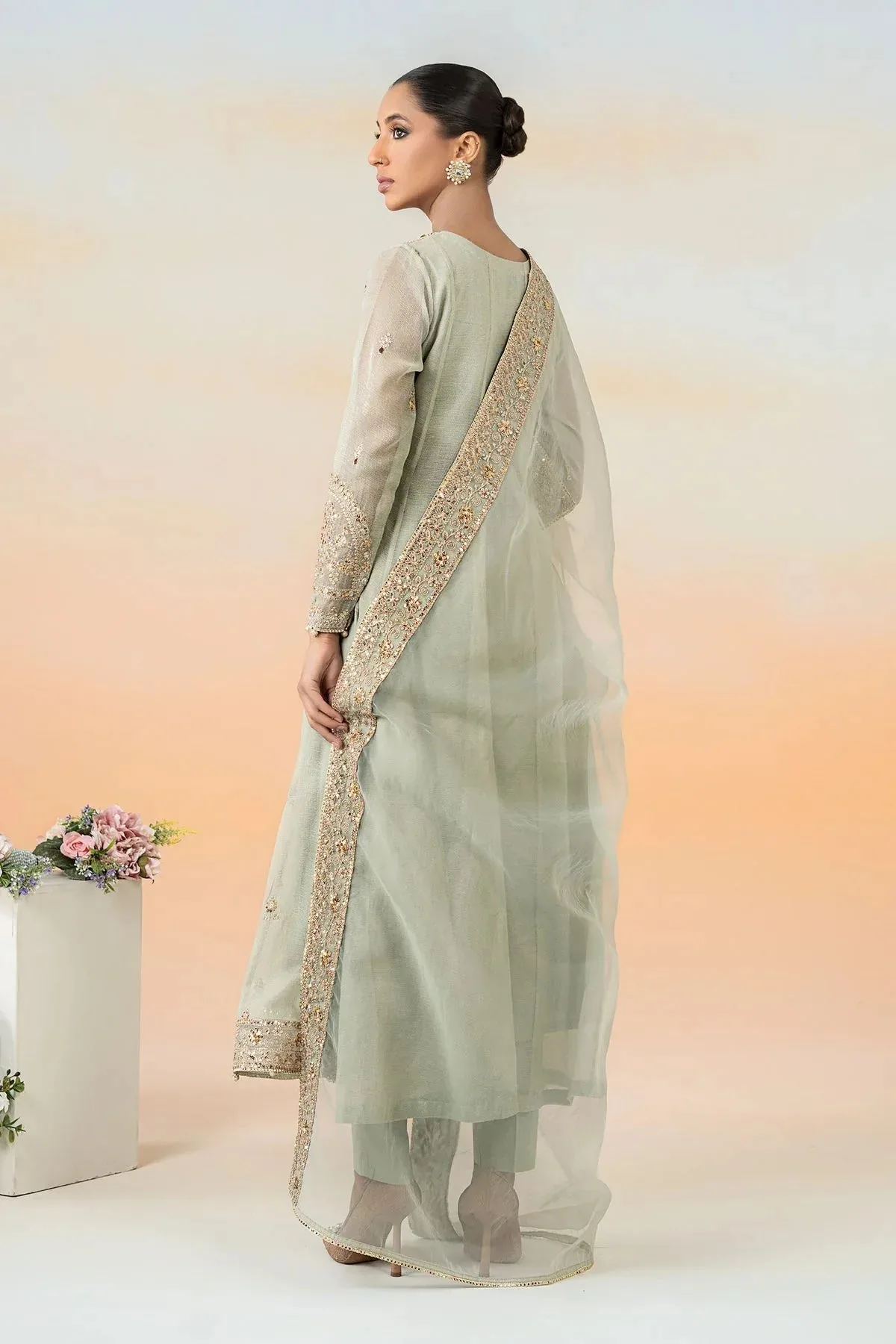 Maria B Formal Wears Green Organza – view 2 – Poshaq