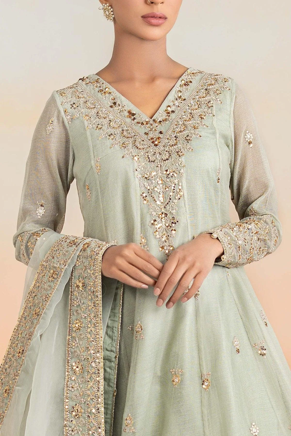 Maria B Formal Wears Green Organza – view 3 – Poshaq