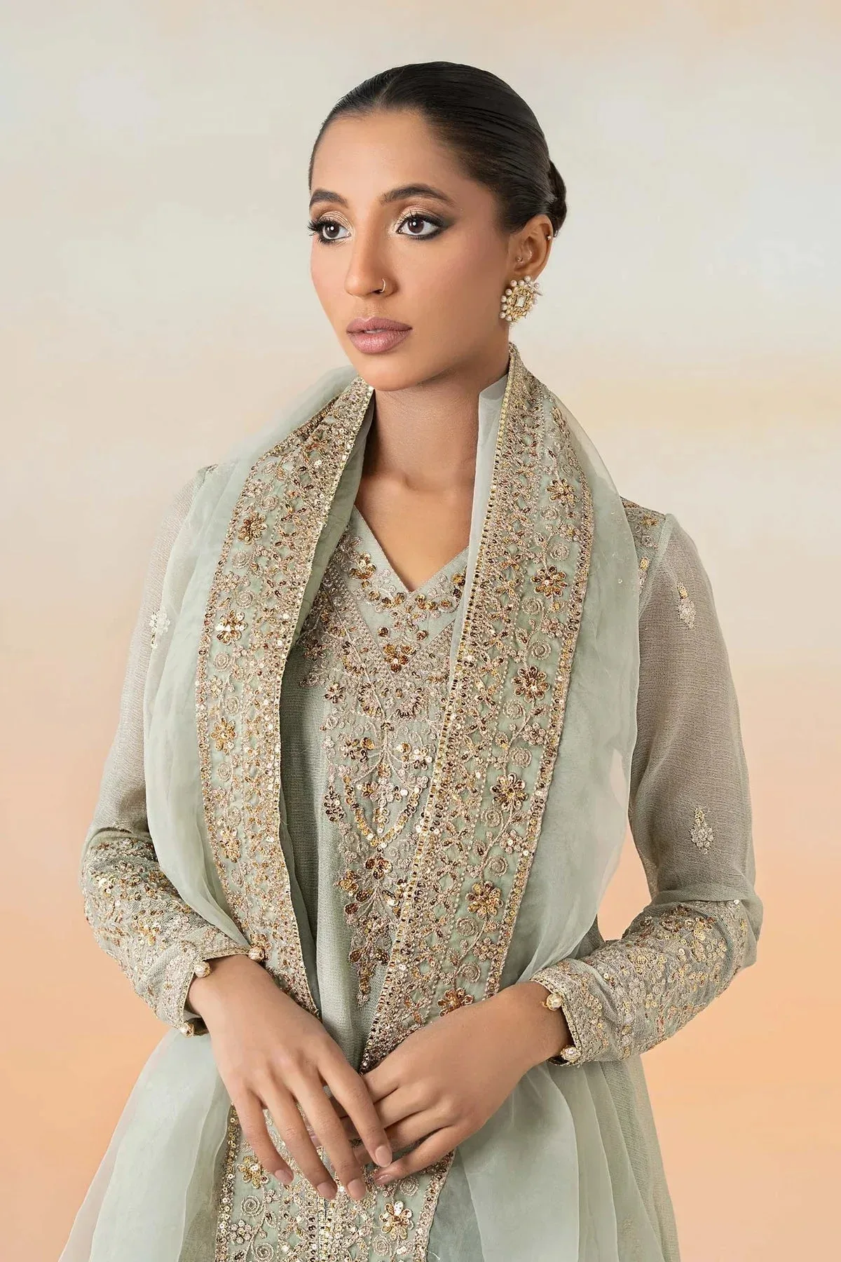 Maria B Formal Wears Green Organza – view 4 – Poshaq
