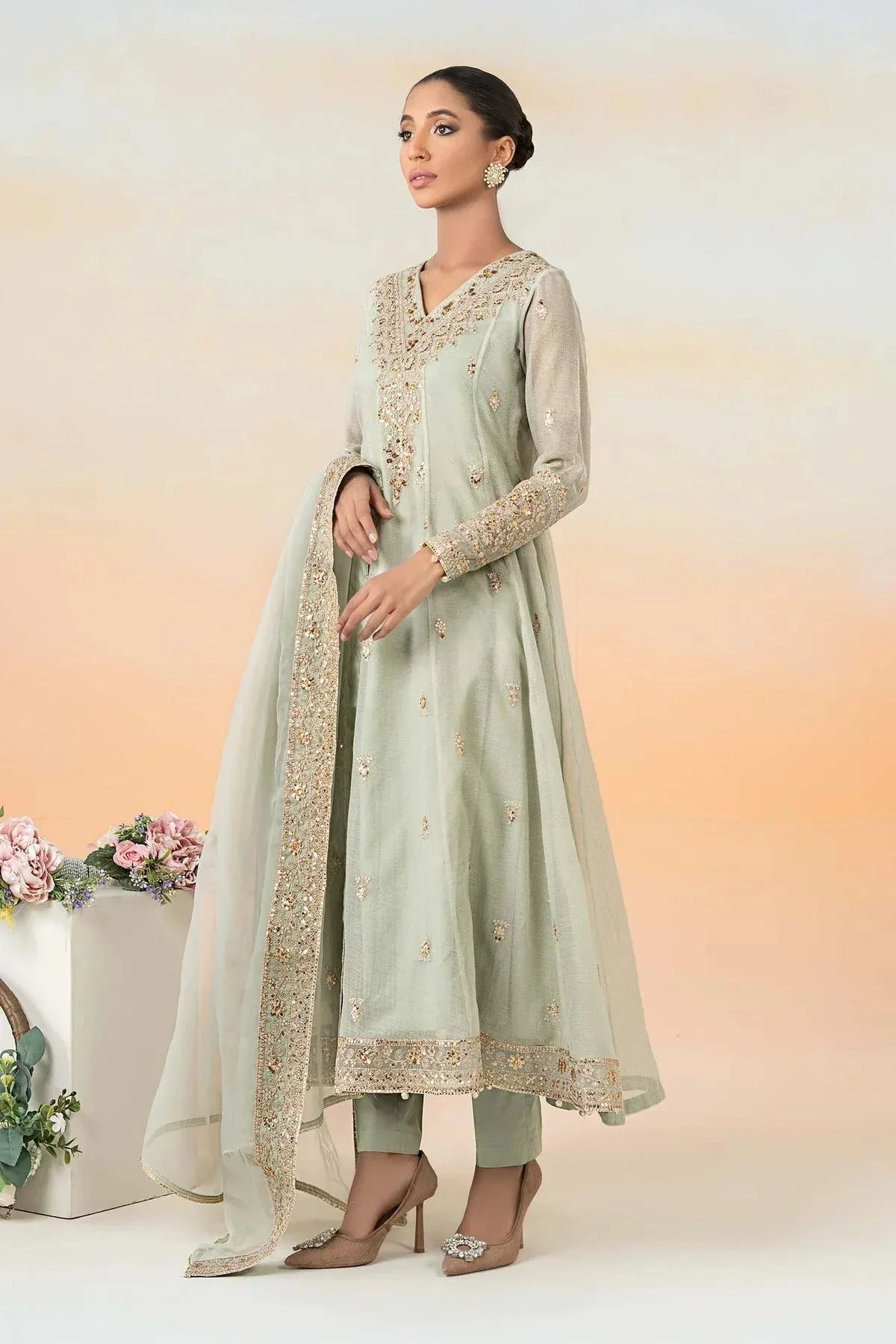 Maria B Formal Wears Green Organza – view 5 – Poshaq
