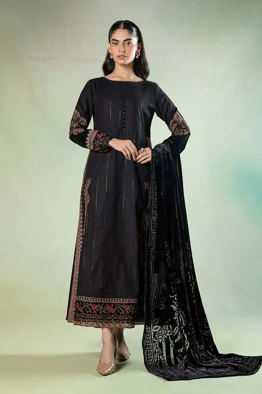 Maria B Formal Wears Black Khaddar – view 1 – Poshaq