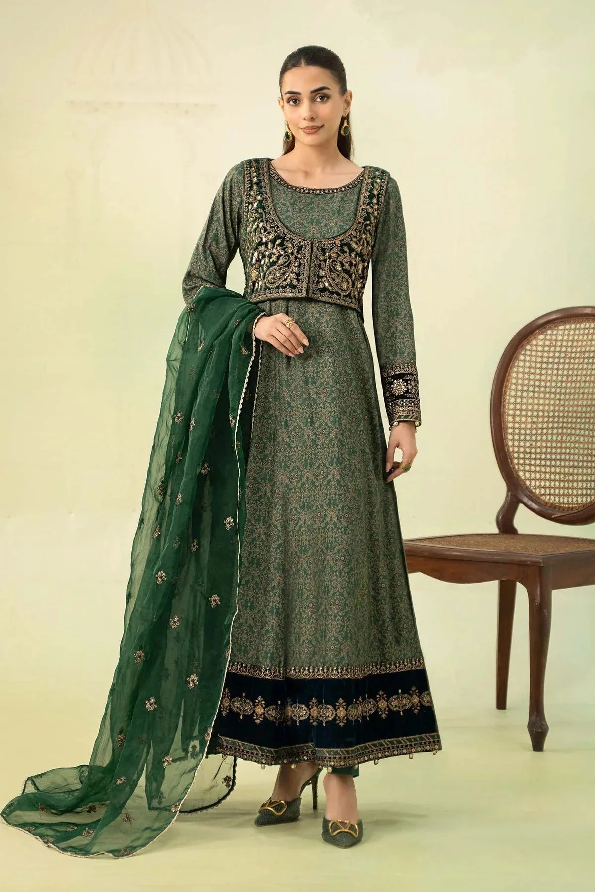 Maria B Formal Wears Green Organza – view 1 – Poshaq