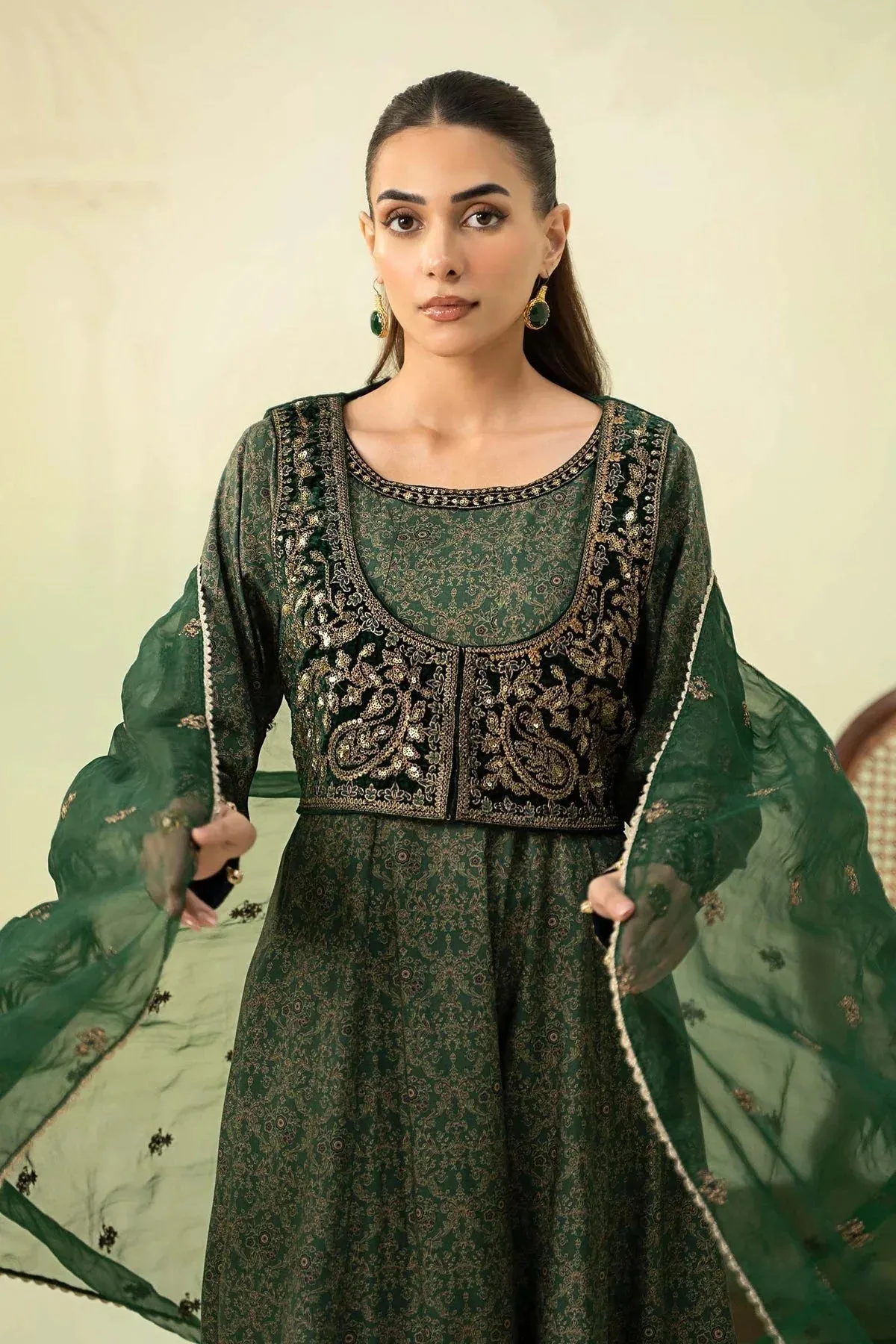 Maria B Formal Wears Green Organza – view 6 – Poshaq