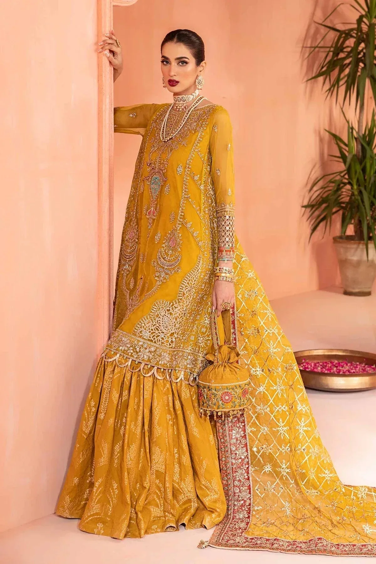 Maria B Formal Wears Yellow Jacquard – view 3 – Poshaq