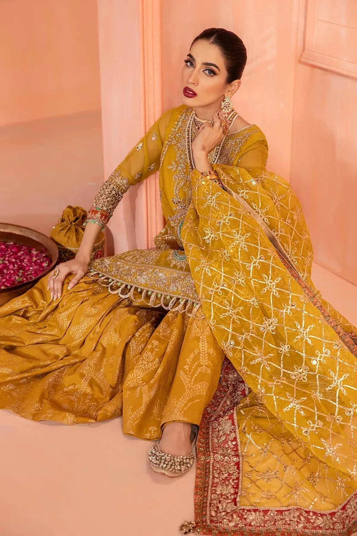 Maria B Formal Wears Yellow Jacquard – view 5 – Poshaq