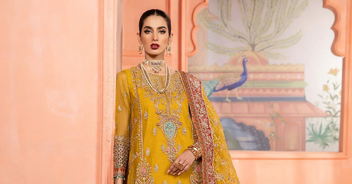 Maria B Formal Wears Yellow Jacquard – view 6 – Poshaq
