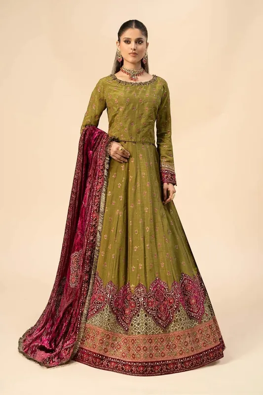 Maria B Formal Wears Green Raw Silk – view 1 – Poshaq