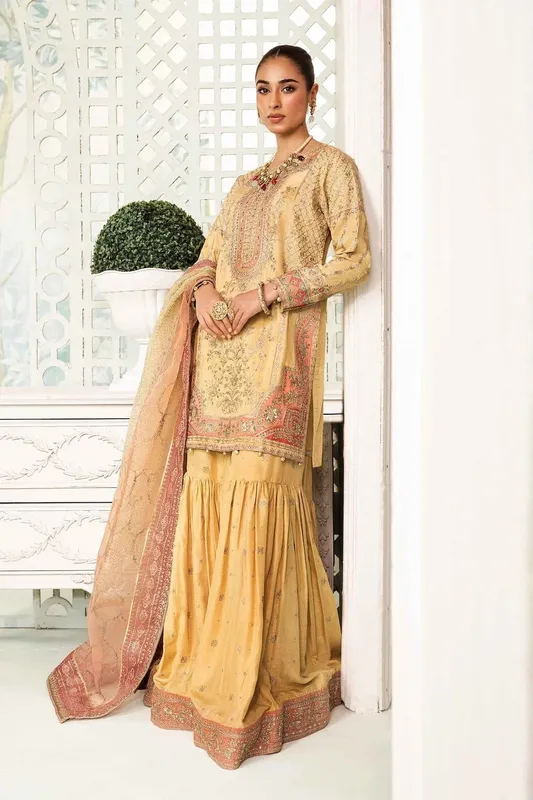 Maria B Formal Wears Yellow Raw Silk – view 1 – Poshaq
