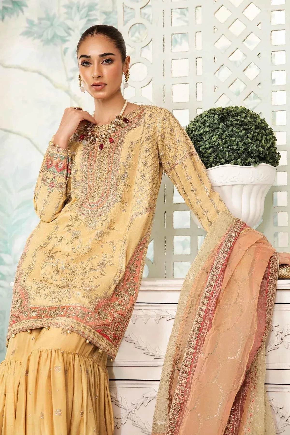 Maria B Formal Wears Yellow Raw Silk – view 2 – Poshaq