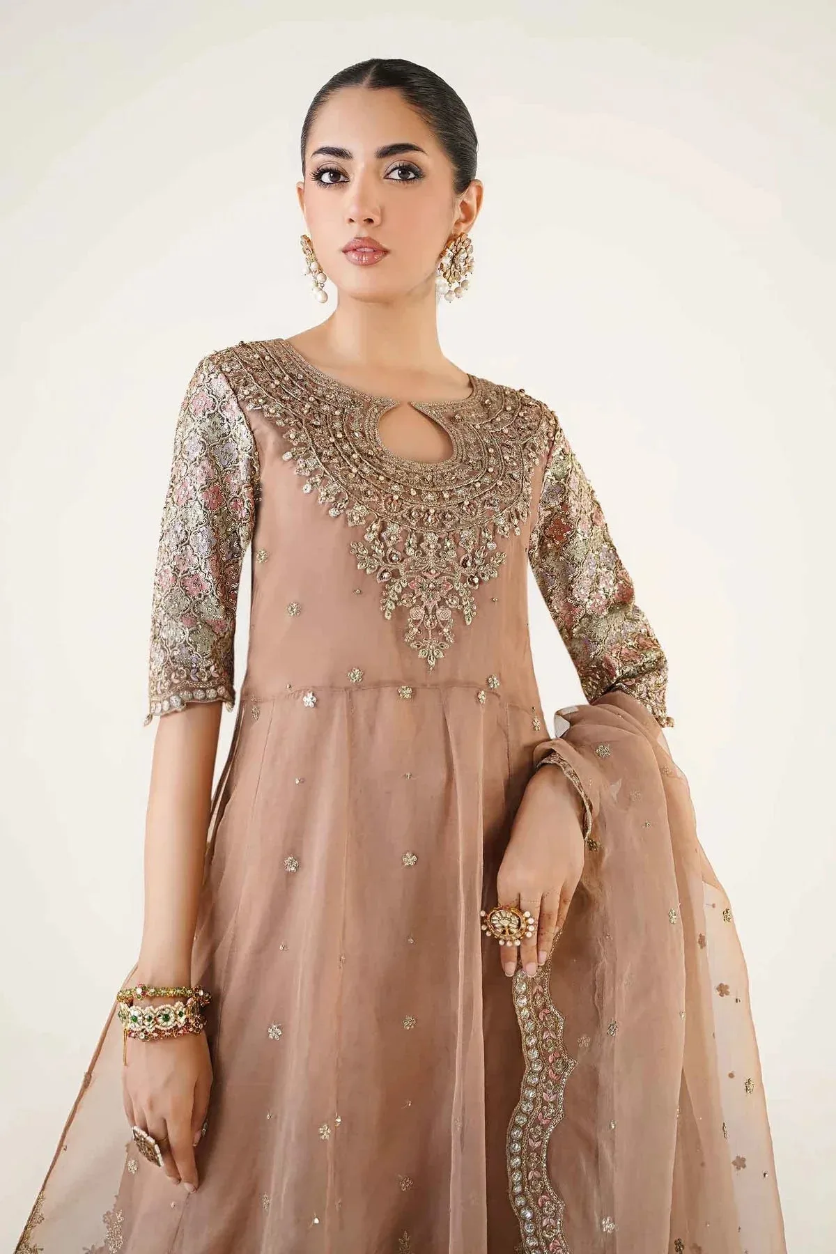 Maria B Formal Wears Peach Organza – view 3 – Poshaq