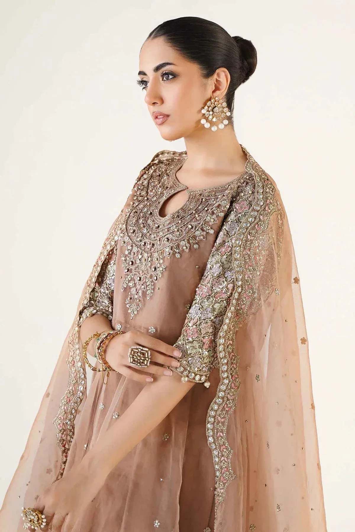 Maria B Formal Wears Peach Organza – view 4 – Poshaq