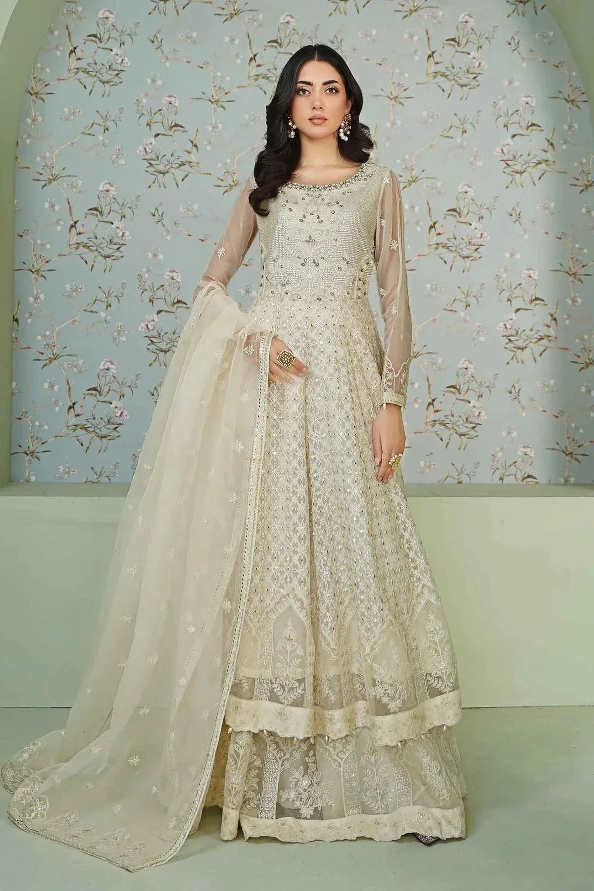 Maria B Formal Wears White Organza – view 1 – Poshaq