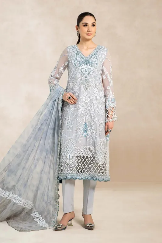 Maria B Formal Wears Blue Chiffon – view 1 – Poshaq