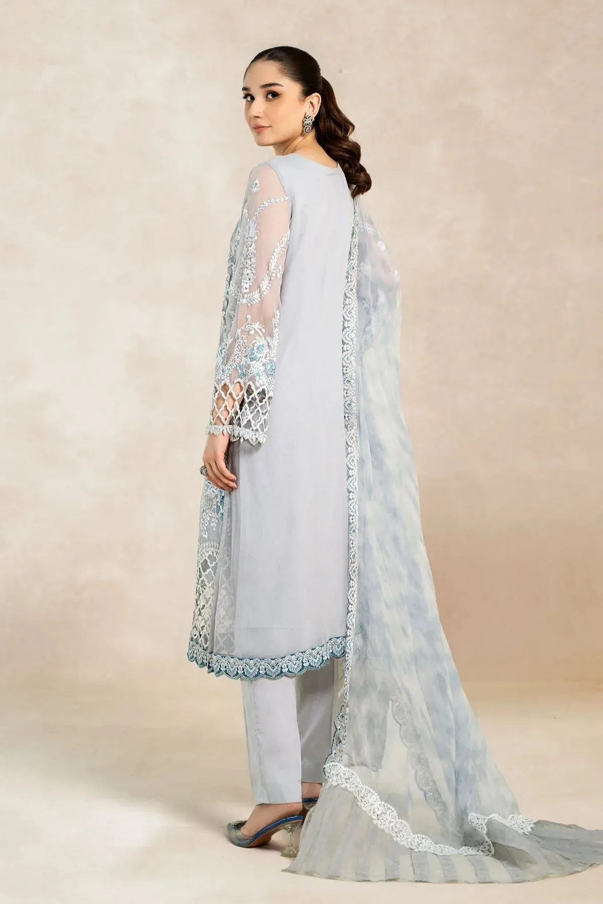 Maria B Formal Wears Blue Chiffon – view 2 – Poshaq