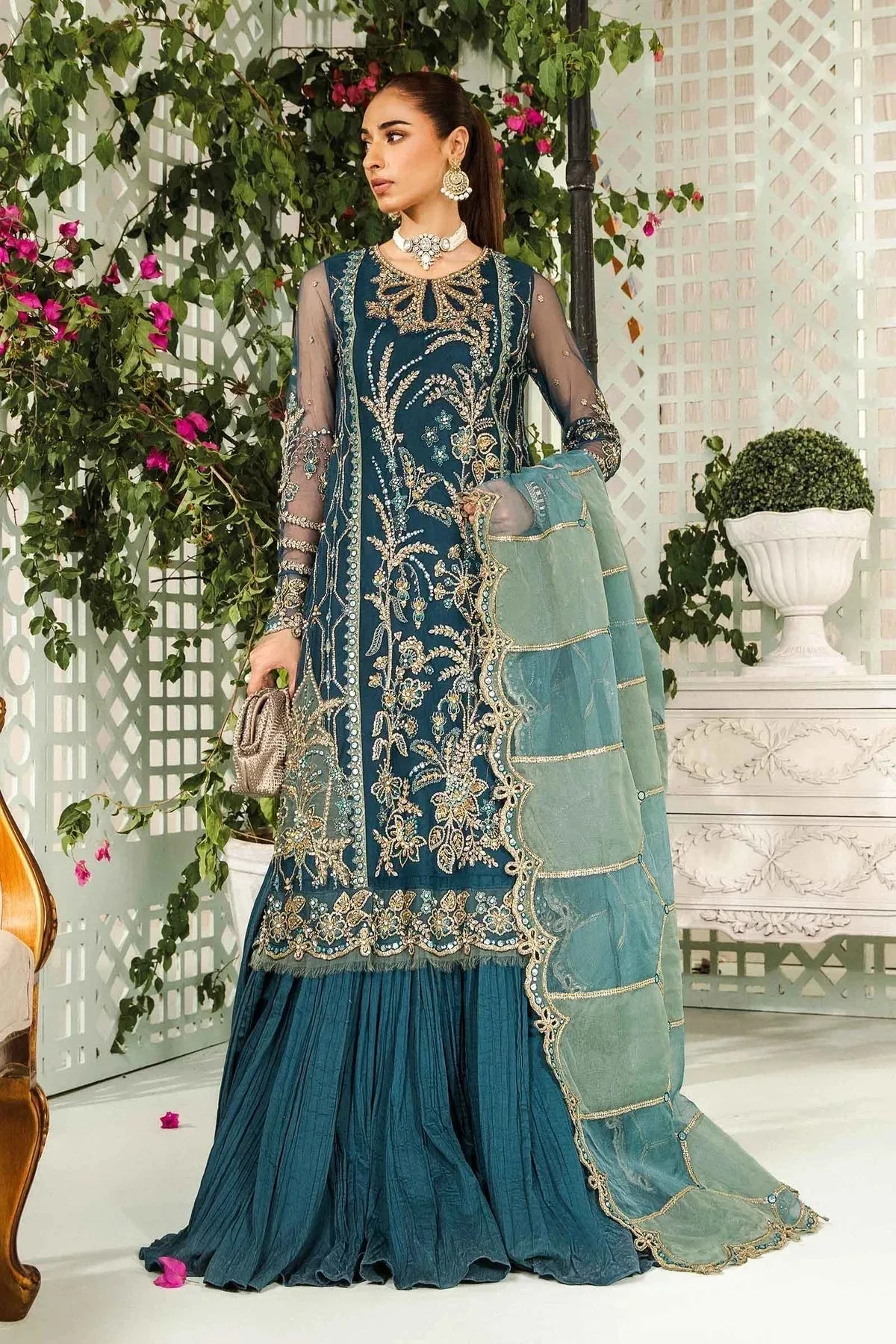 Maria B Formal Wears Blue Organza – view 1 – Poshaq