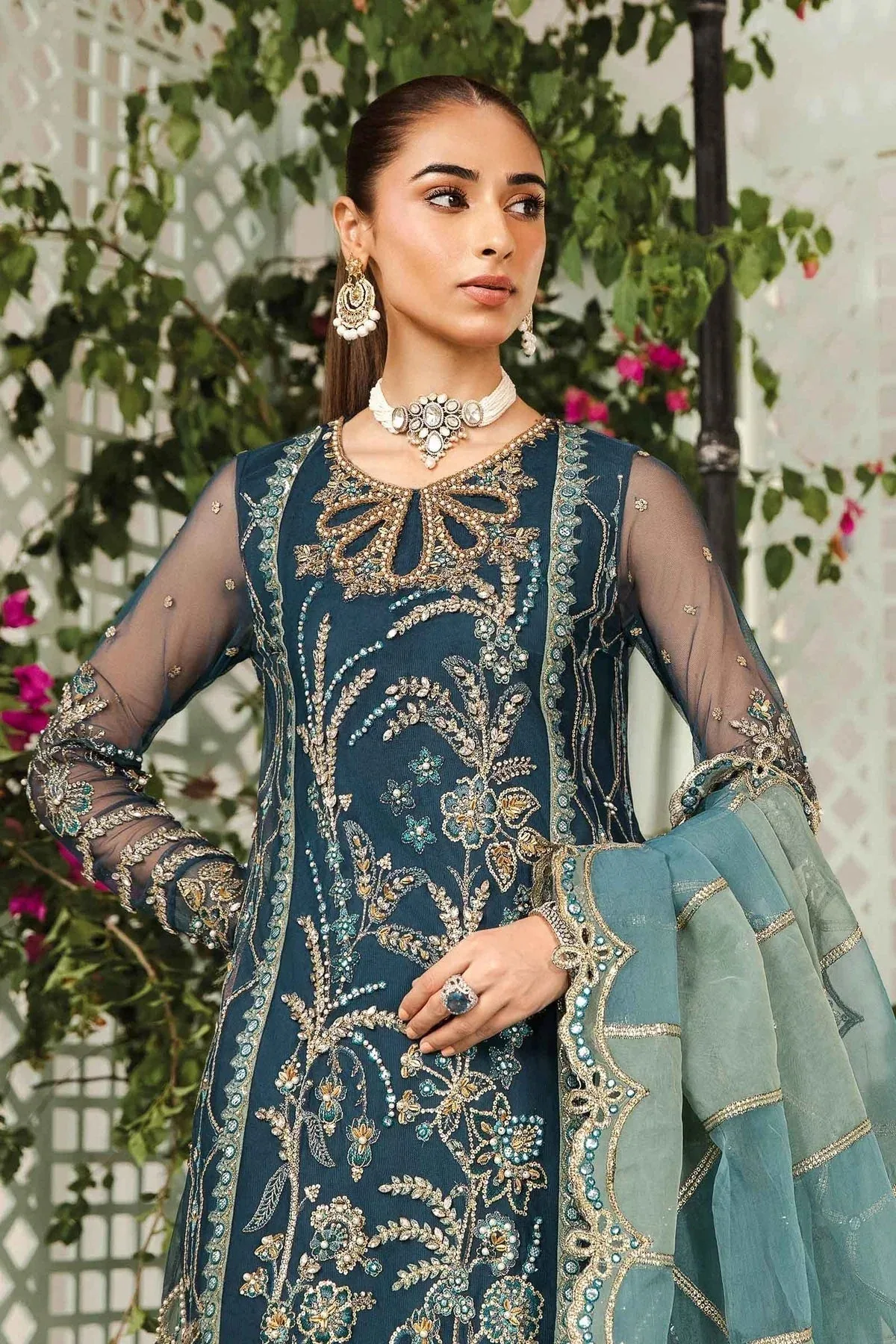 Maria B Formal Wears Blue Organza – view 2 – Poshaq