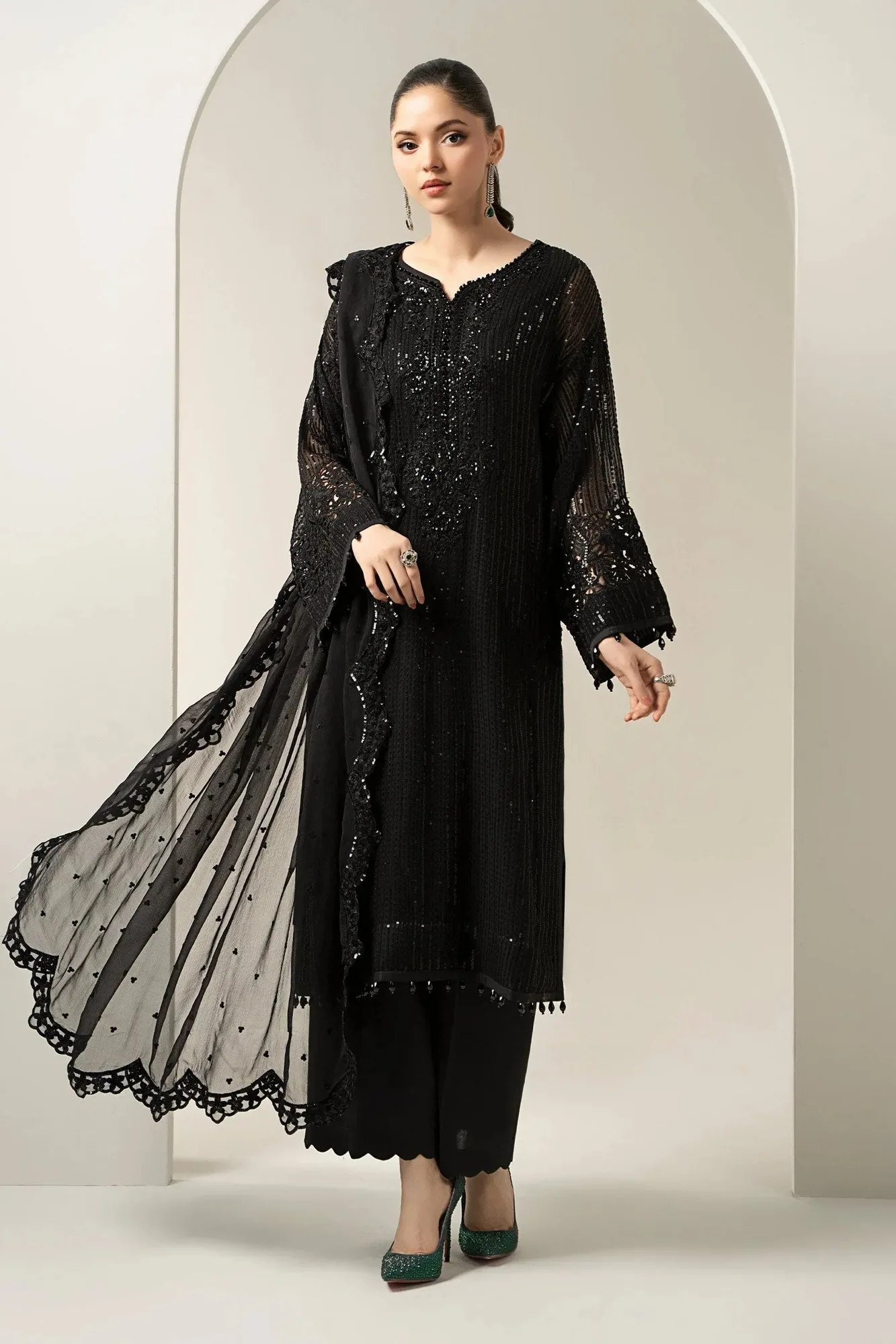 Maria B Formal Wears Black Chiffon – view 1 – Poshaq