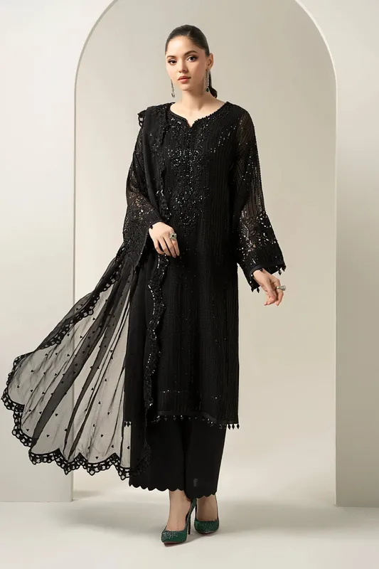 Maria B Formal Wears Black Chiffon – view 1 – Poshaq