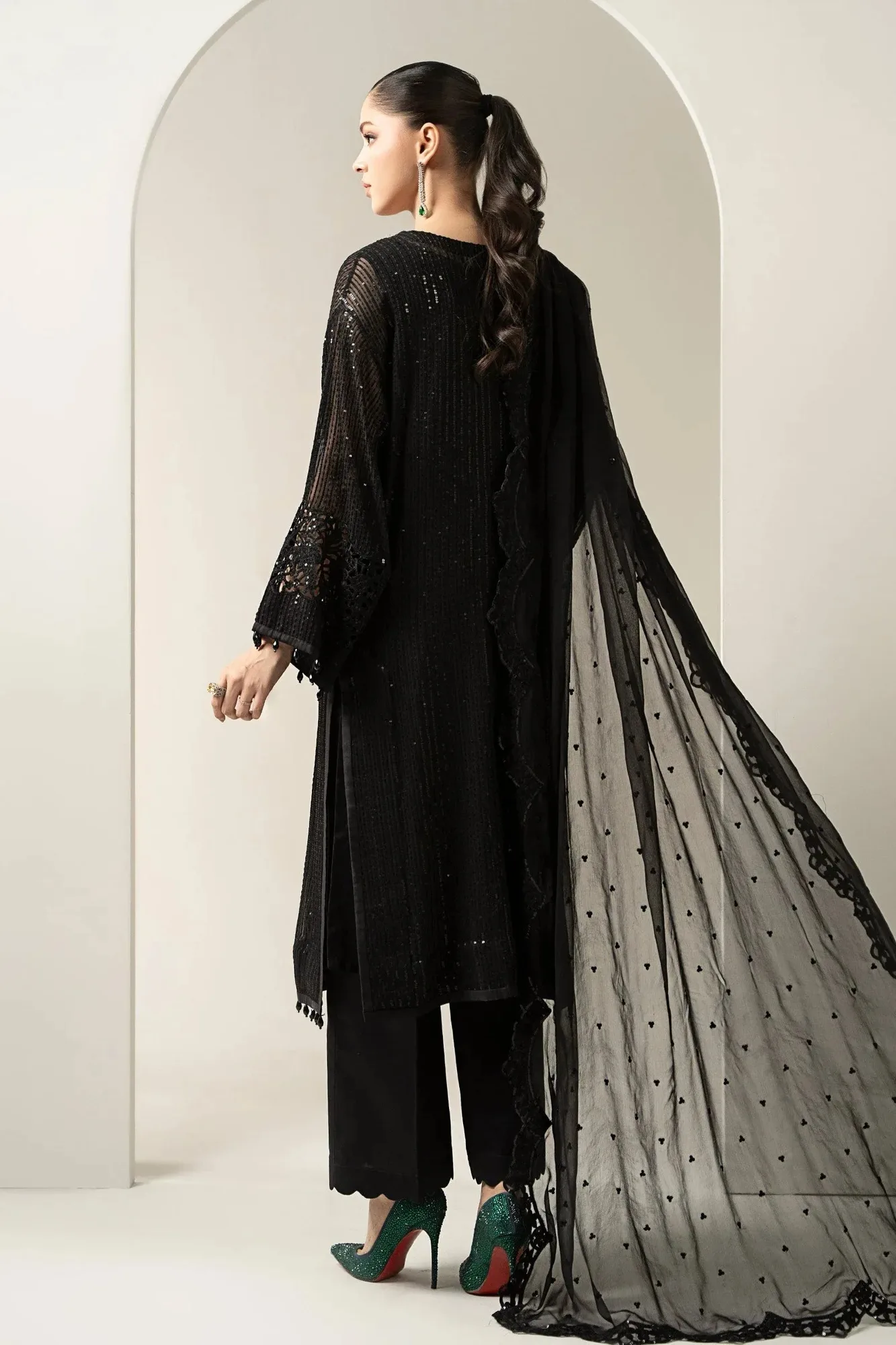 Maria B Formal Wears Black Chiffon – view 2 – Poshaq