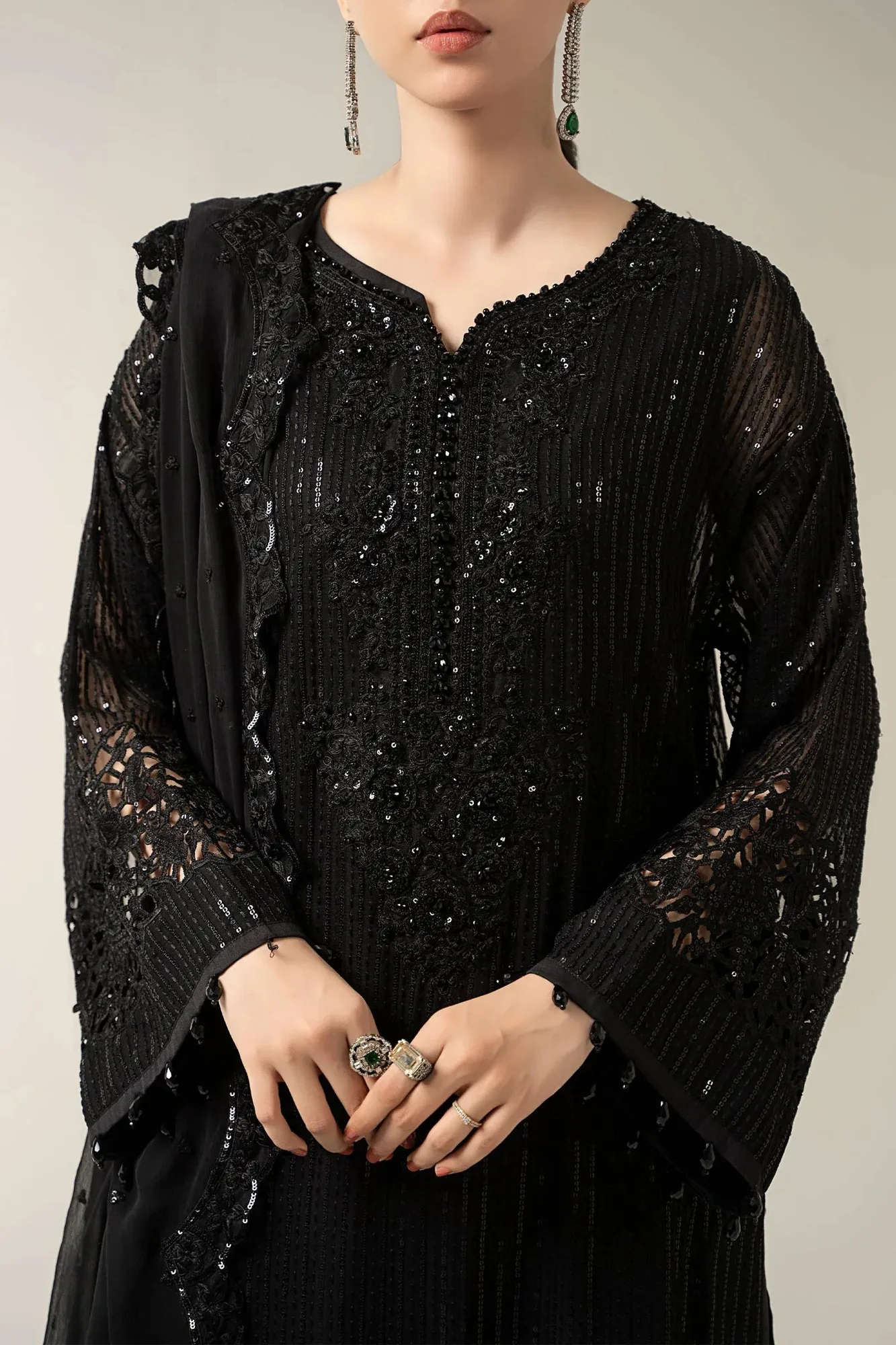 Maria B Formal Wears Black Chiffon – view 3 – Poshaq