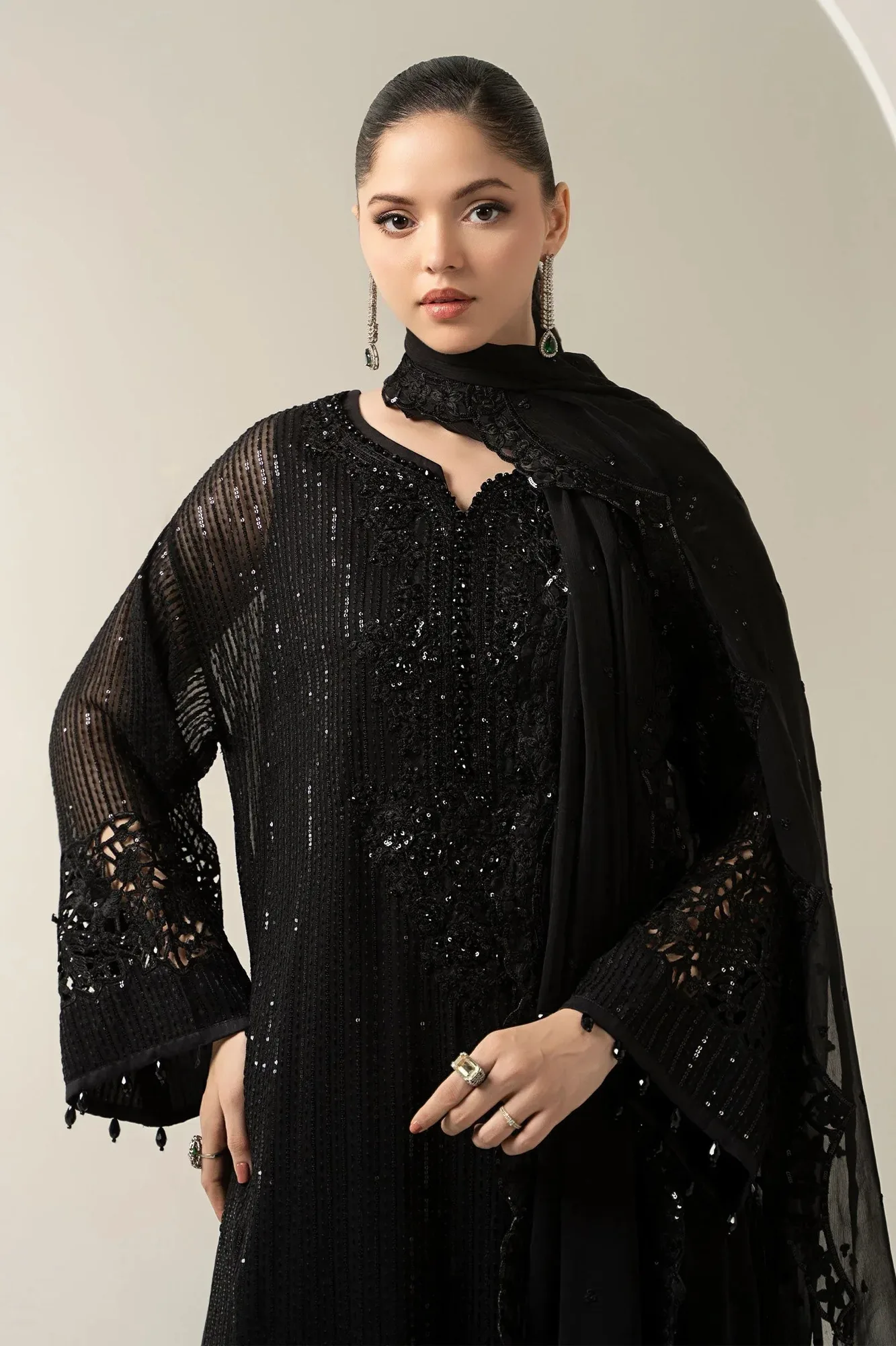 Maria B Formal Wears Black Chiffon – view 4 – Poshaq
