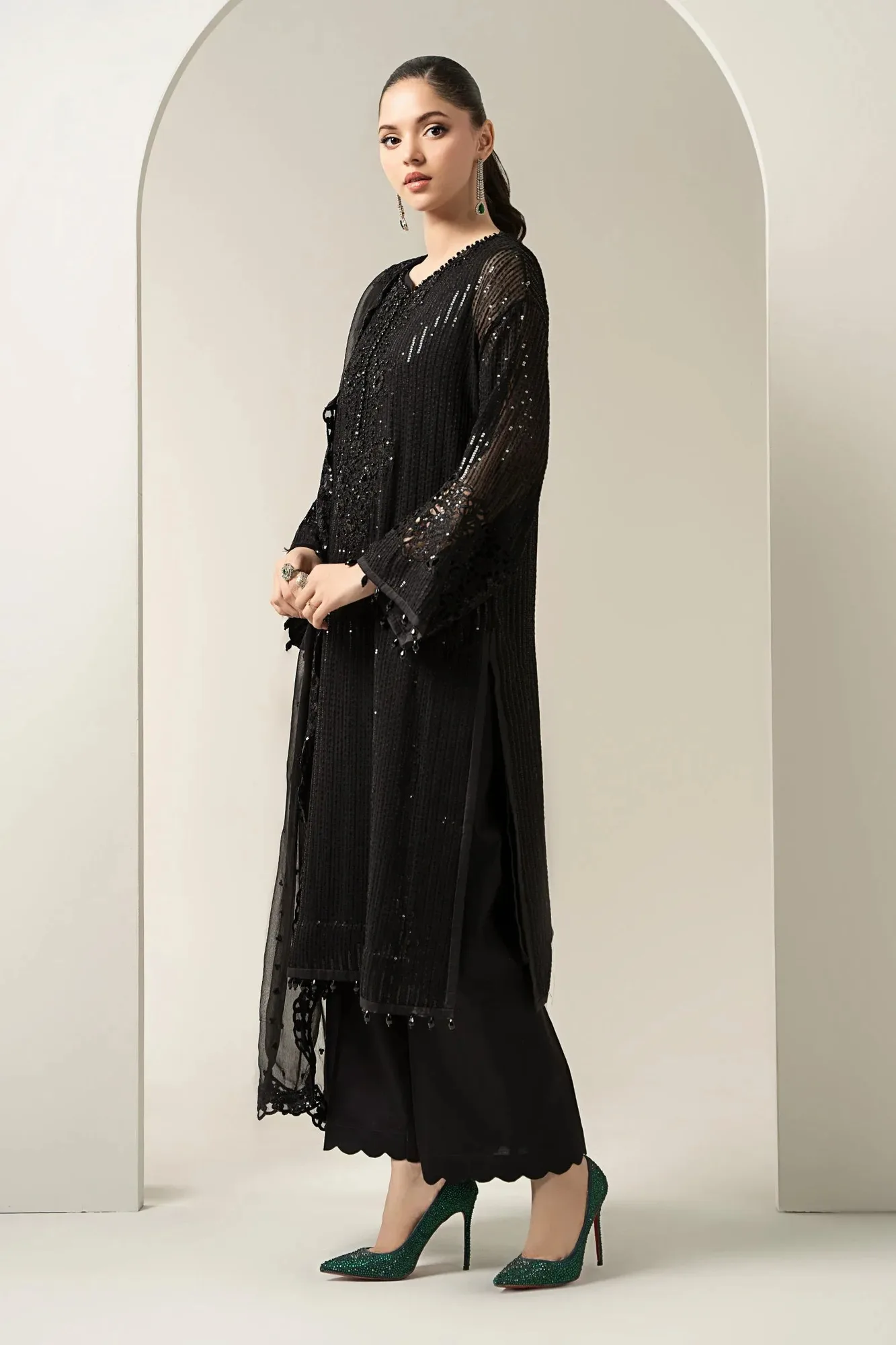 Maria B Formal Wears Black Chiffon – view 5 – Poshaq