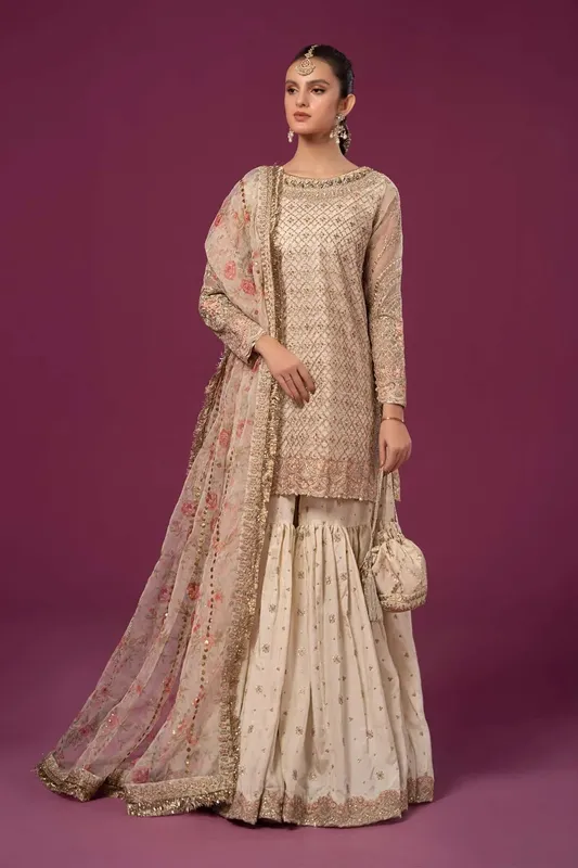 Maria B Formal Wears White Raw Silk – view 1 – Poshaq