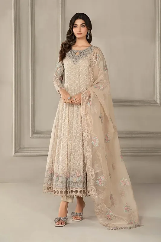 Maria B Formal Wears Beige Organza – view 1 – Poshaq