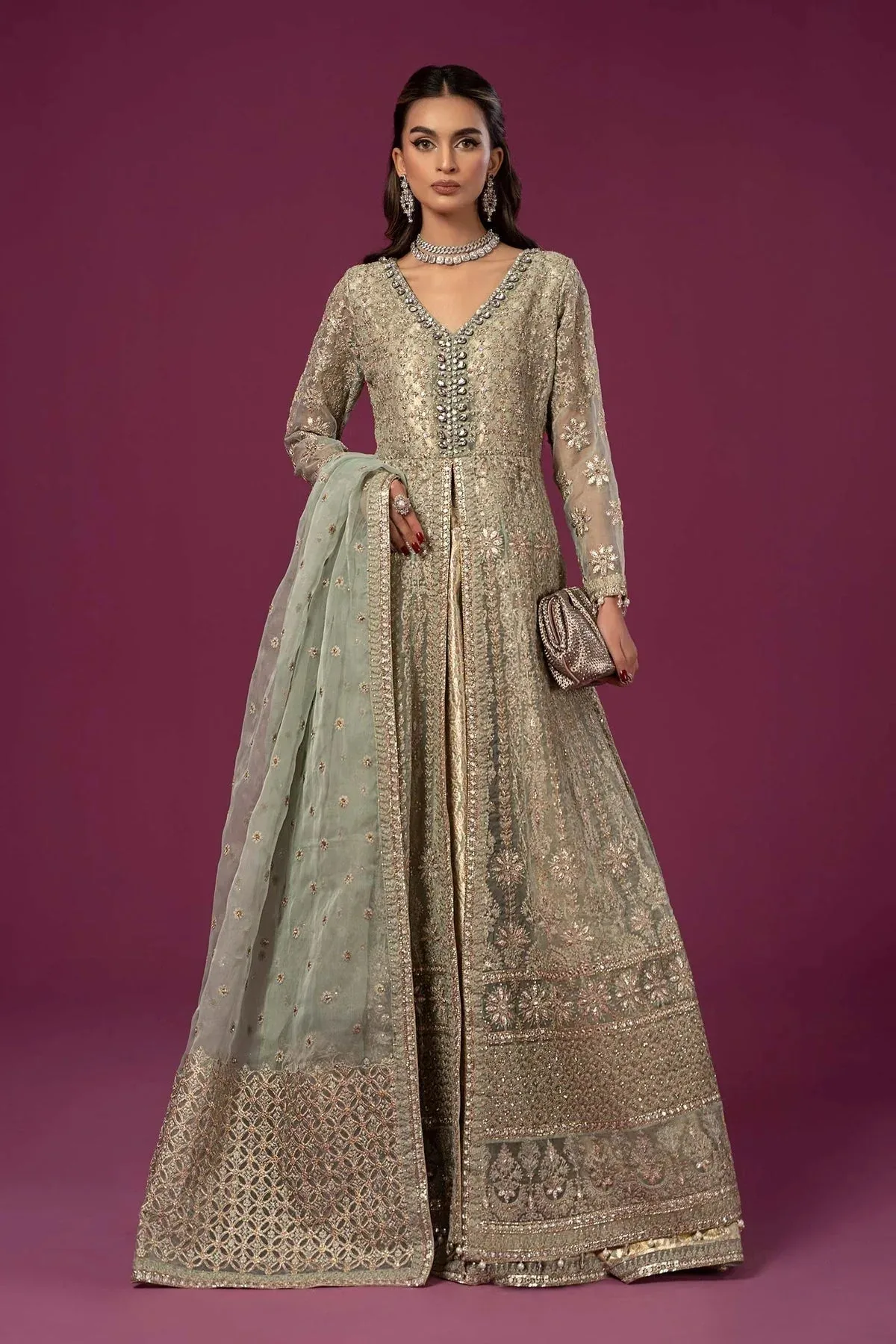 Maria B Formal Wears Green Organza – view 4 – Poshaq