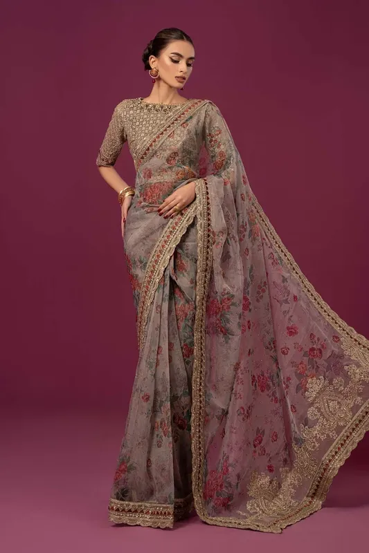 Maria B Formal Wears Beige Organza – view 1 – Poshaq
