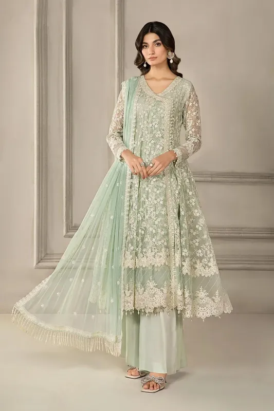 Maria B Formal Wears Green Organza – view 1 – Poshaq