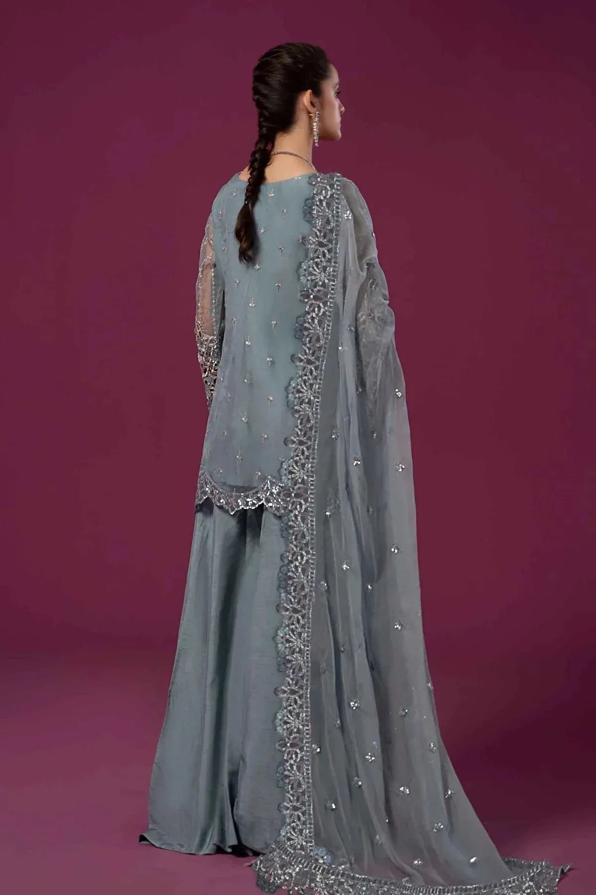 Maria B Formal Wears Blue Raw Silk – view 2 – Poshaq