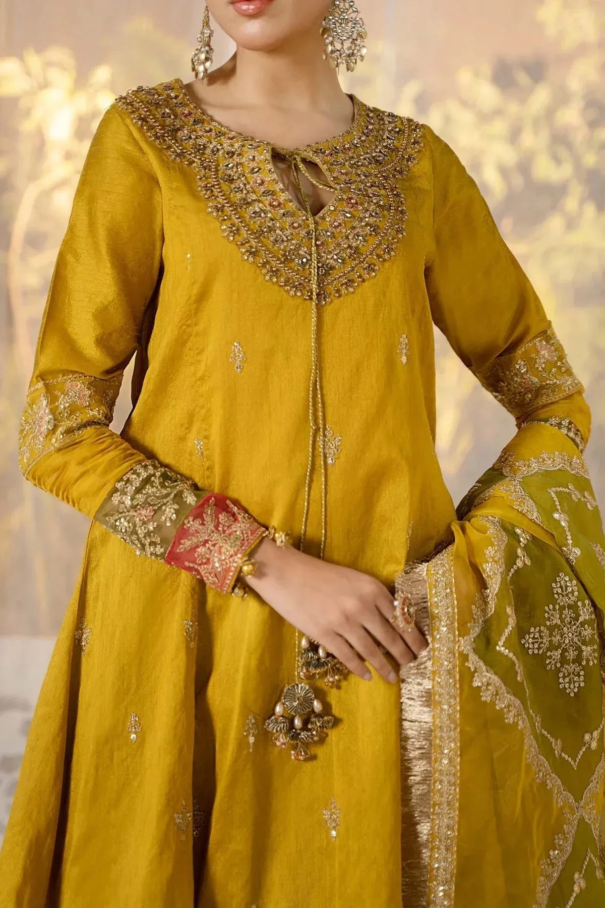 Maria B Formal Wears Green Raw Silk – view 3 – Poshaq