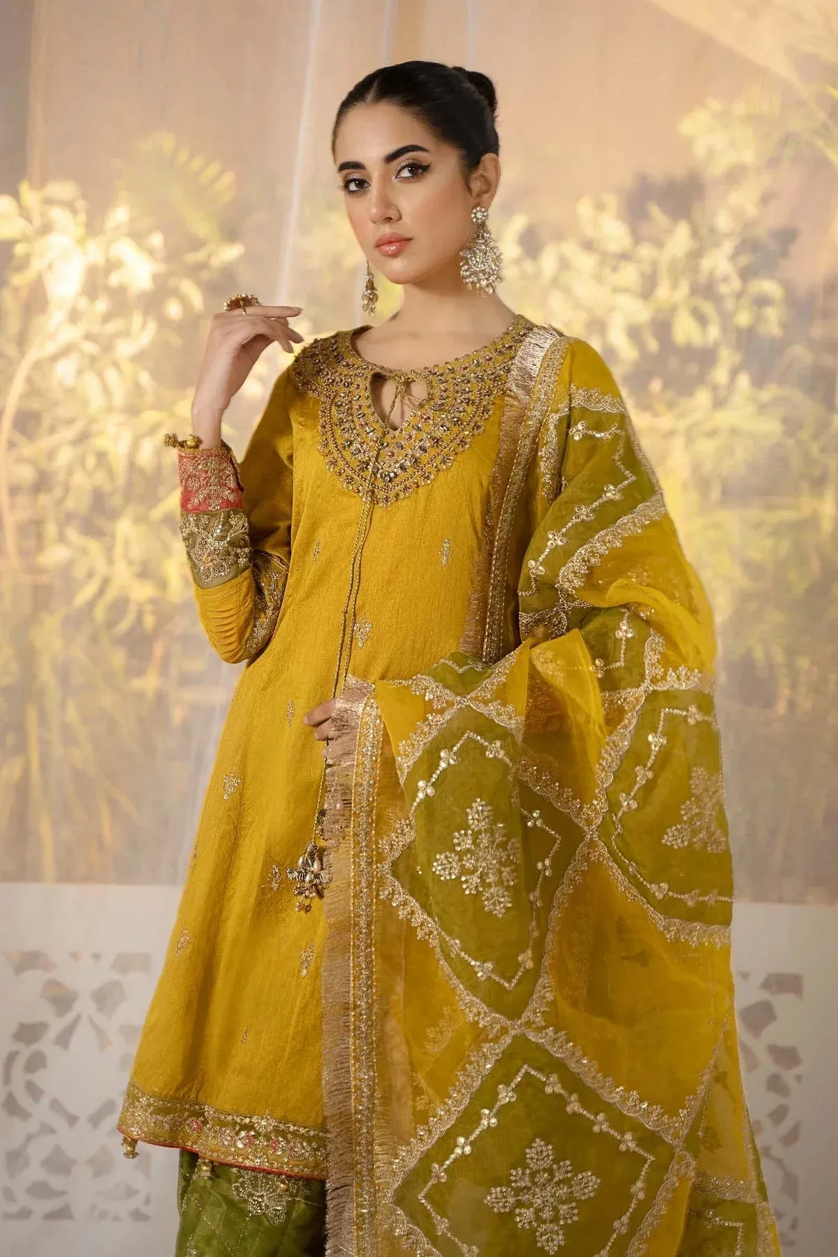 Maria B Formal Wears Green Raw Silk – view 5 – Poshaq