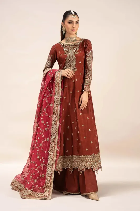 Maria B Formal Wears Pink Raw Silk – view 1 – Poshaq