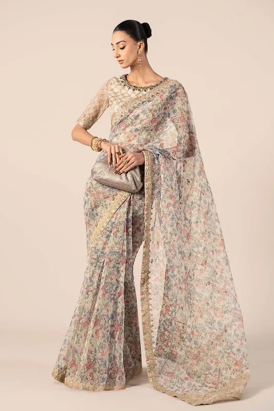 Maria B Formal Wears Beige Organza – view 1 – Poshaq