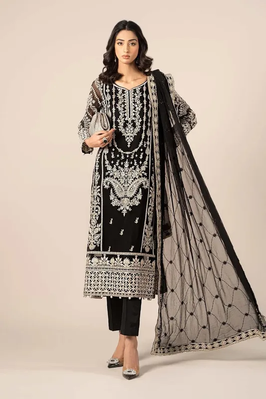 Maria B Formal Wears Black Raw Silk – view 1 – Poshaq