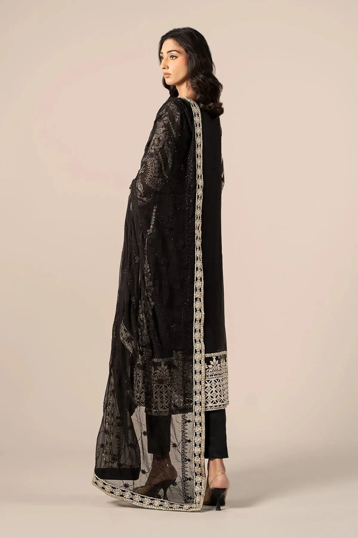 Maria B Formal Wears Black Raw Silk – view 2 – Poshaq