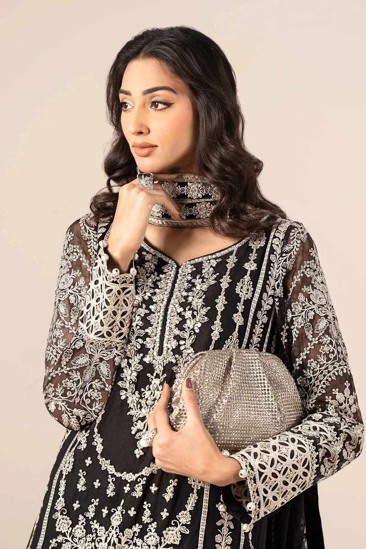 Maria B Formal Wears Black Raw Silk – view 4 – Poshaq