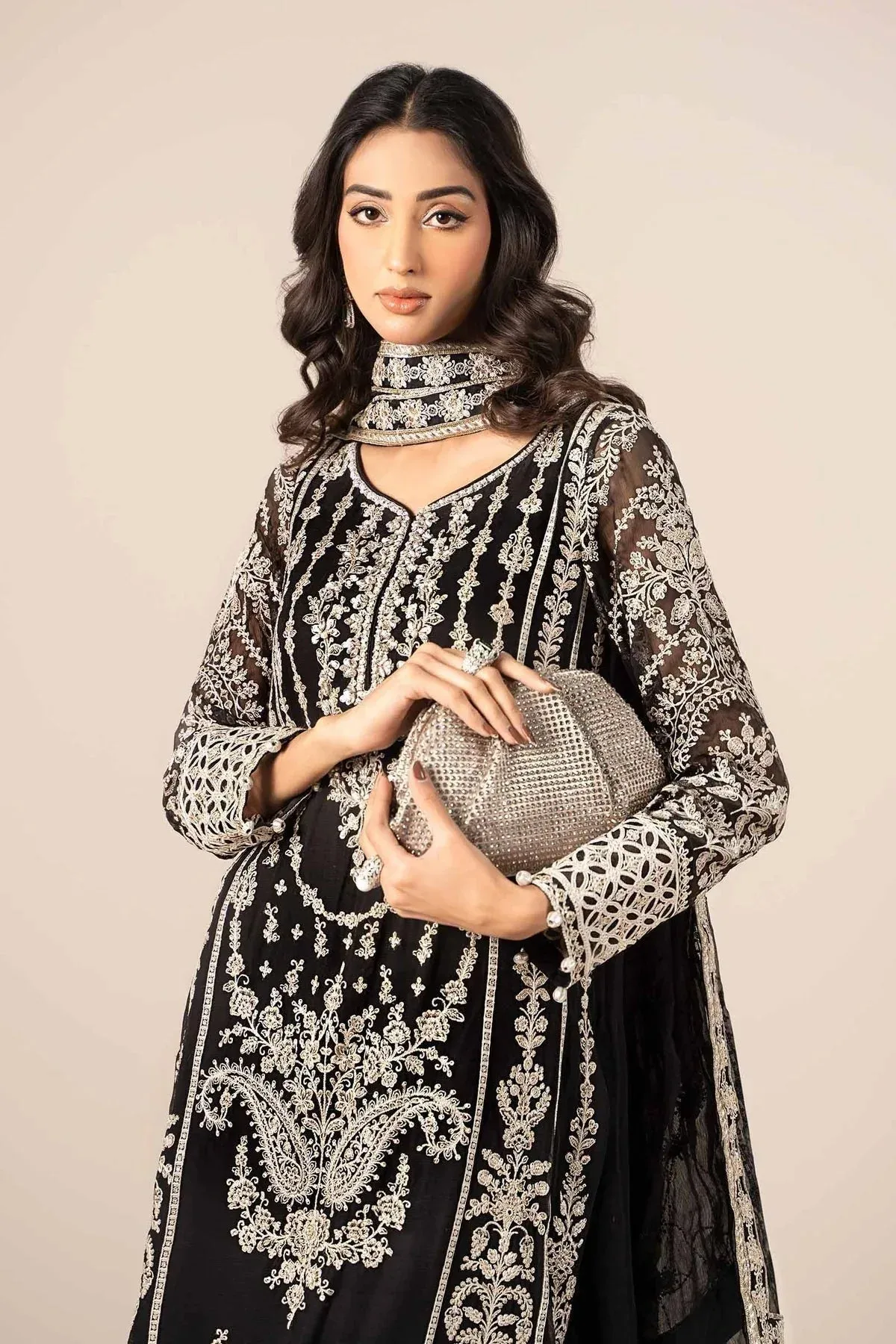 Maria B Formal Wears Black Raw Silk – view 5 – Poshaq