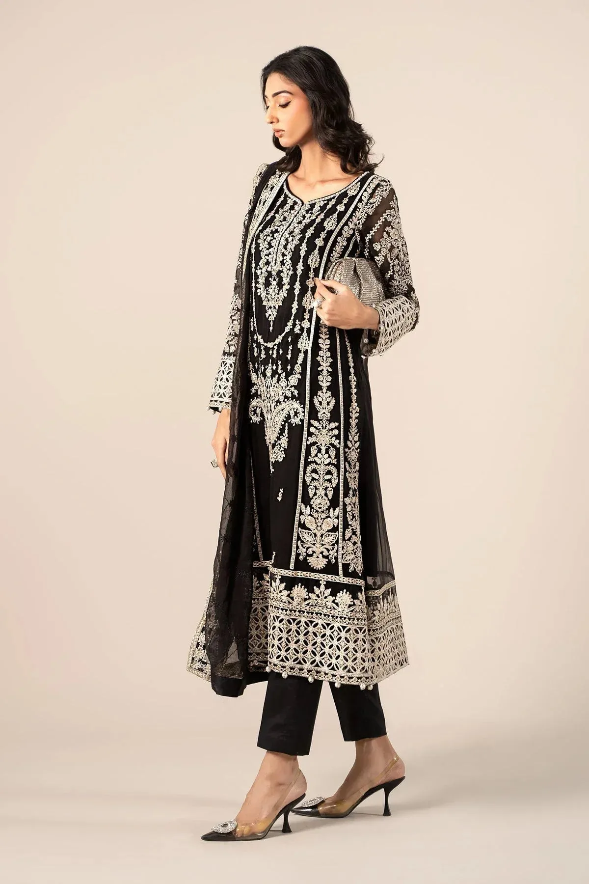 Maria B Formal Wears Black Raw Silk – view 6 – Poshaq