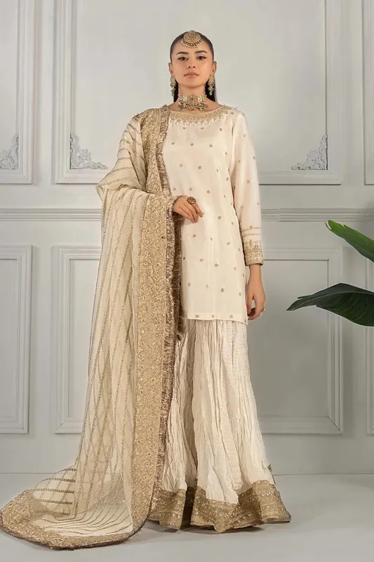 Maria B Formal Wears White Raw Silk – view 1 – Poshaq