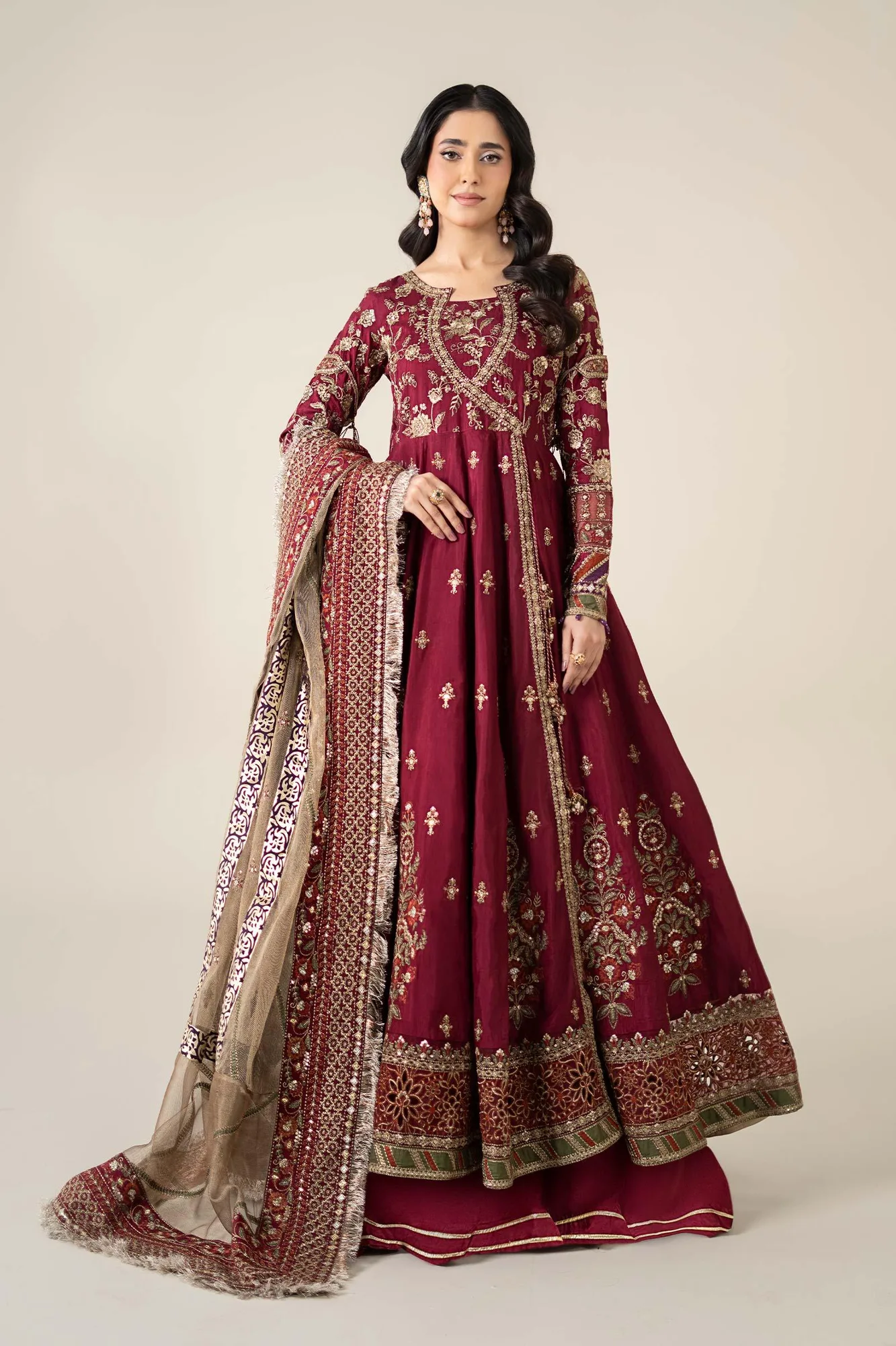 Maria B Formal Wears Magenta Raw Silk – view 1 – Poshaq